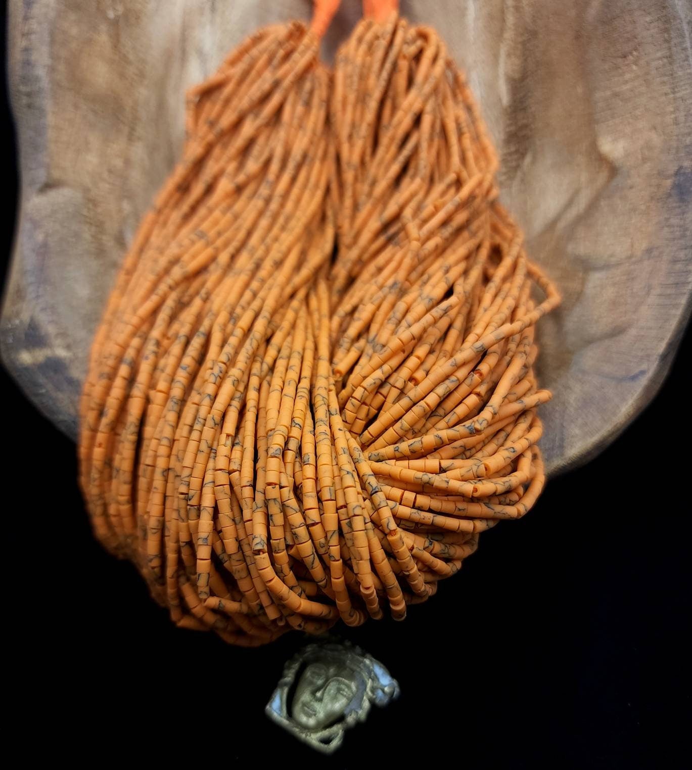 Orange Heishi Beads From Afghanistan /  Strand 12-13" Inches Long  150+ Beads 2mm  / Jewelry Supplies.