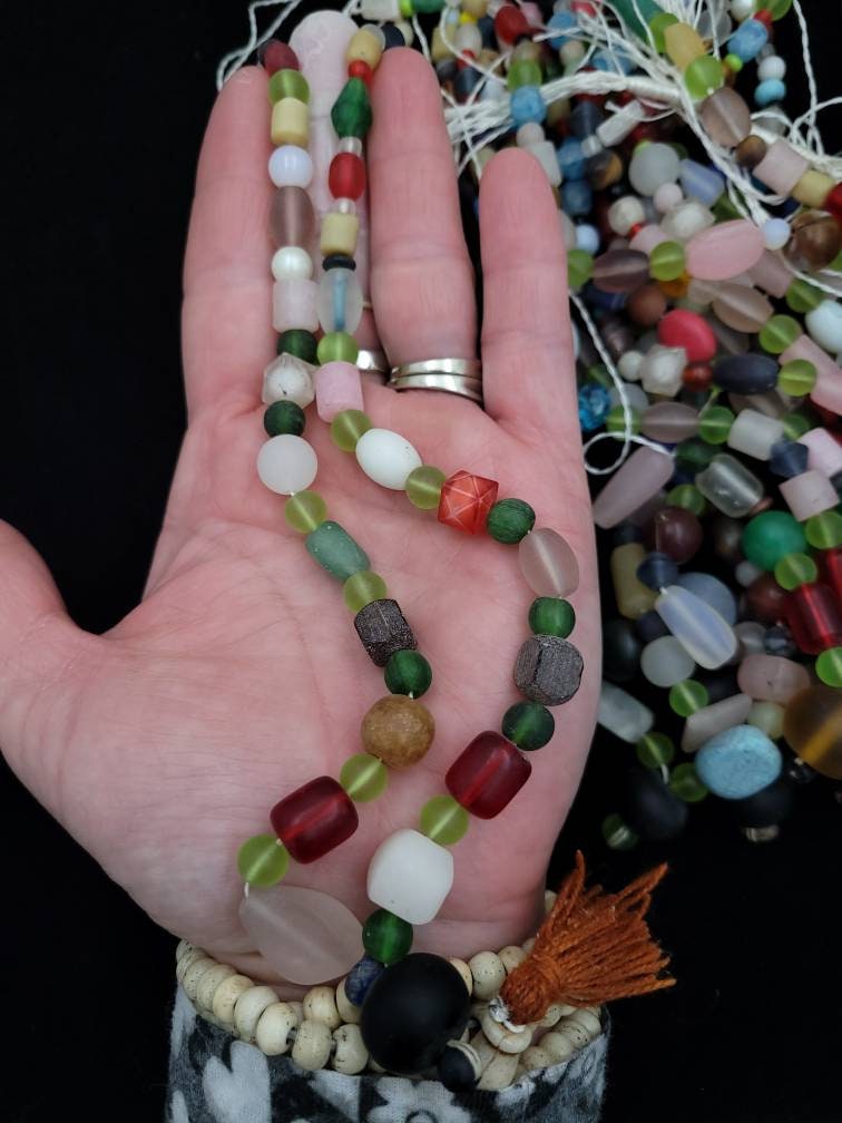 Old Glass Beads Afghanistan Wide Variety Of Beads You Will Fall In Love / Strand 15-16 "/ Jewelry Making Supplies.