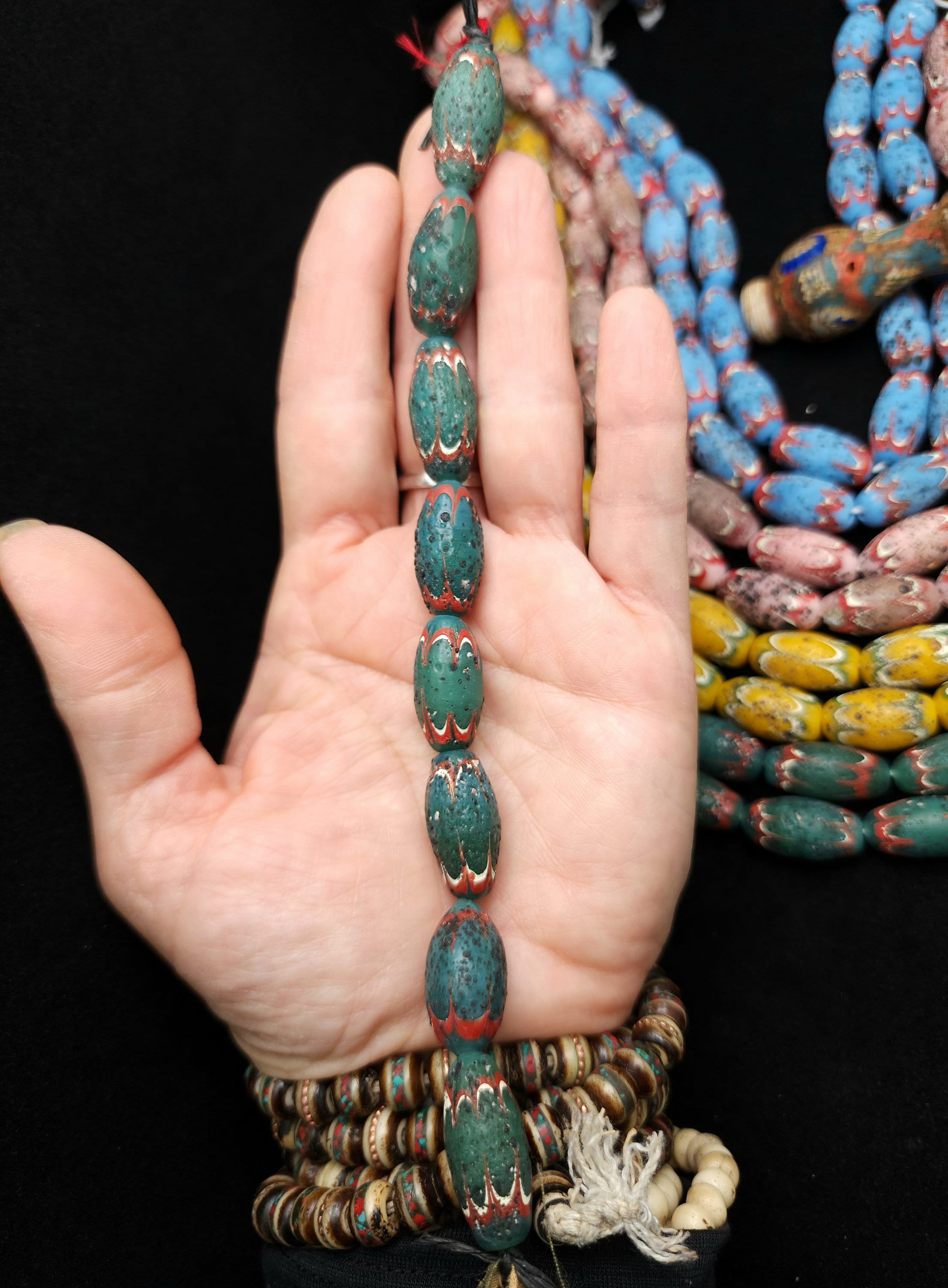 Rustic Chevron Style Beads, Handcrafted From Thailand, 8 Beads  22-23x11mm, Unusual Beads, Lampwork Beads, Jewelry Making Supplies,  Craft.