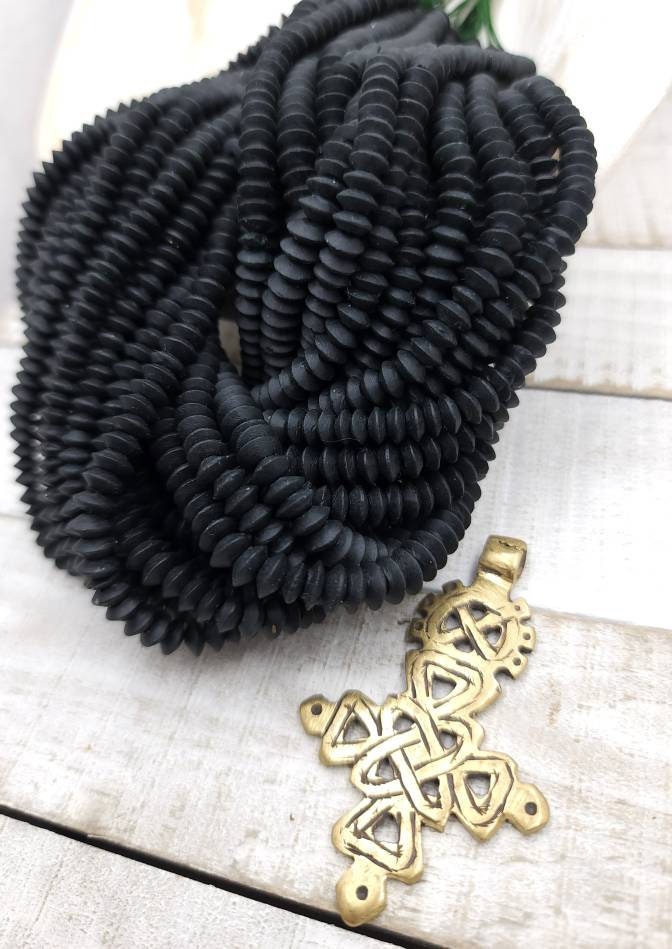 Natural Black Jade Saucer Shaped Strand 12-13"inches 6-7mm 100-110 Beads Or 8mm / Heishi Beads / Afghani Beads / Jewelry Making Supplies.