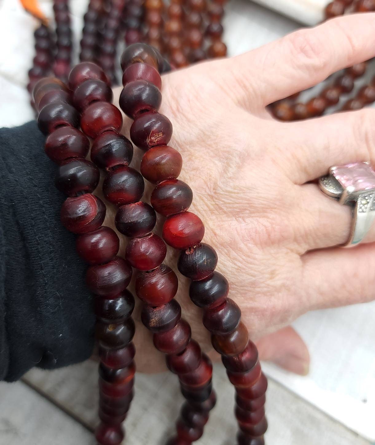 Natural Horn Beads Strand 10" Inches 10mm (32) Option To Choose Red Or Orange Horn / Native / Boho / Ethnic / Jewelry Supplies.