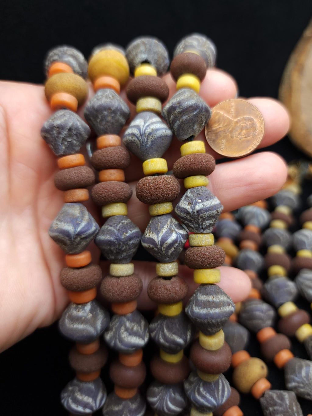 Old Bicone Glass Beads From Thailand, Rustic Vintage, Supplies to Make Jewelry, Two Options to Choose, Strand 27 Beads 8-15mm.