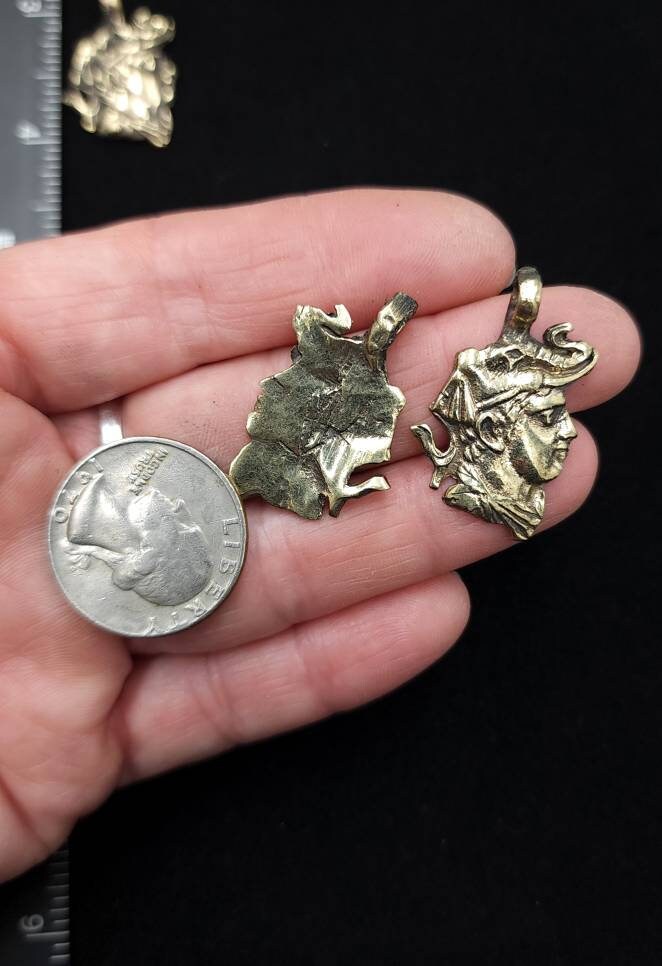 Afghani Artisan Hands Brass Pendants 30mm Long x 18mm Wide / Vintage / Tribal / Ethnic  / Jewelry Making Supplies.