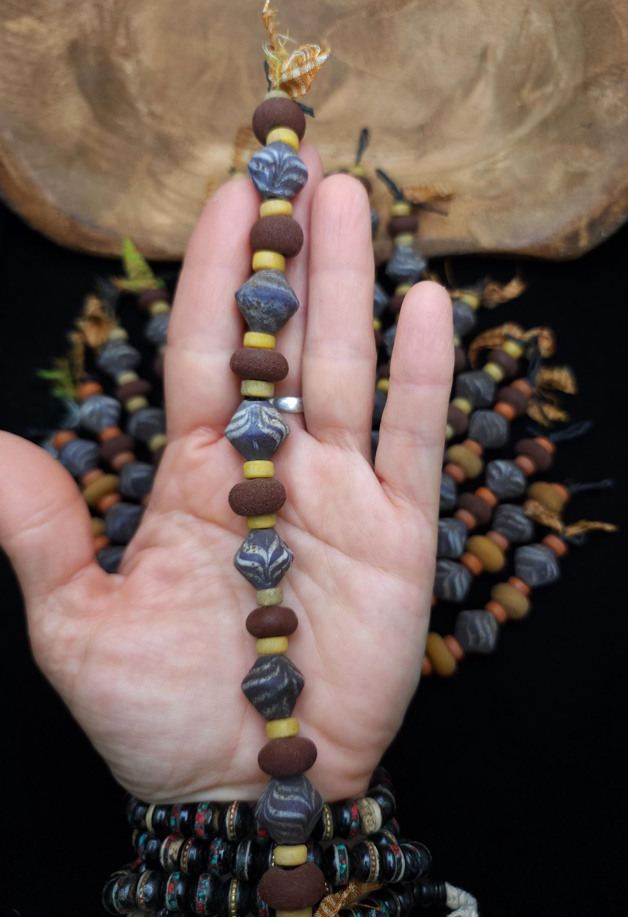 Old Bicone Glass Beads From Thailand, Rustic Vintage, Supplies to Make Jewelry, Two Options to Choose, Strand 27 Beads 8-15mm.
