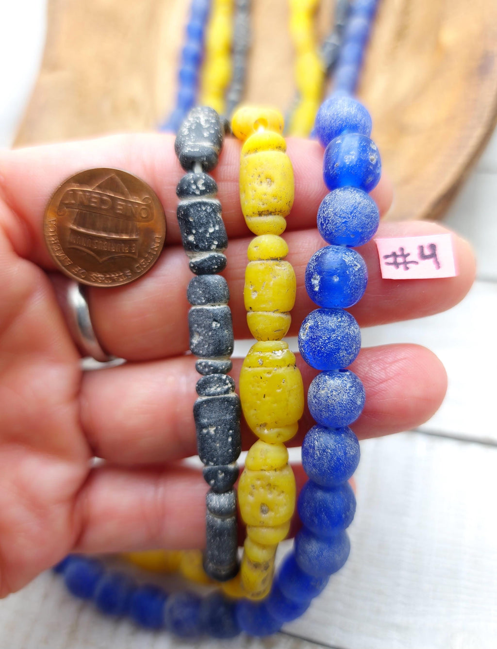 Lot of 3 Full Strand 22" 15-17mm, Glass Beads with Rustic Accent, Old, Indonesian Beads, Lampwork Beads, Jewelry Making Supplies.