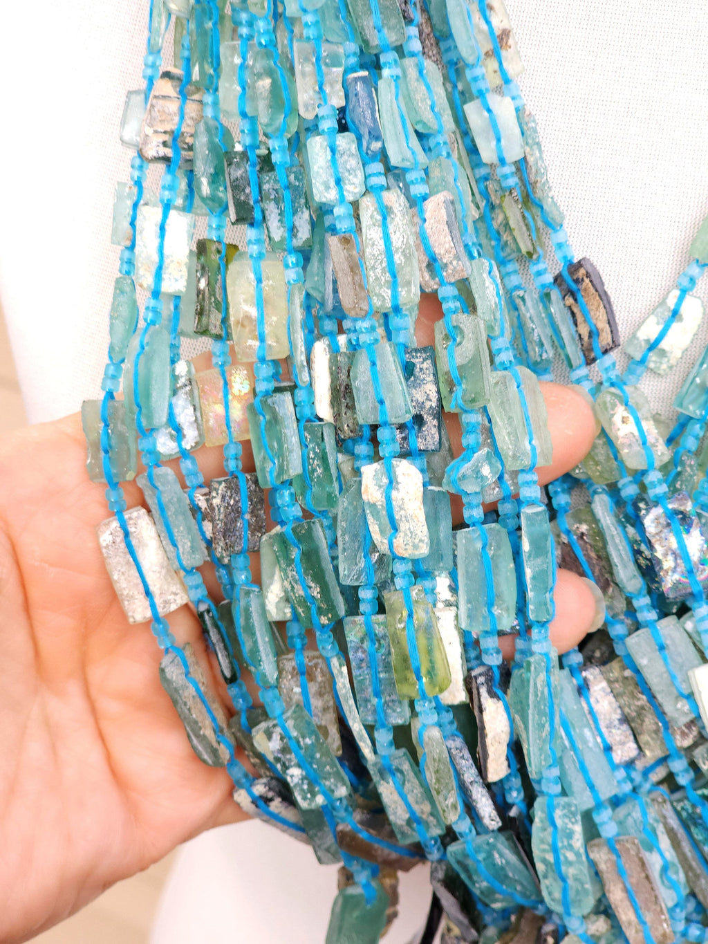 Strand 15" Roman Glass Beads From Ancient Rome Lots Of Patina The Glass Speaks For Itself Of Its Age Over 2,000 Years Old, Jewelry Supplies