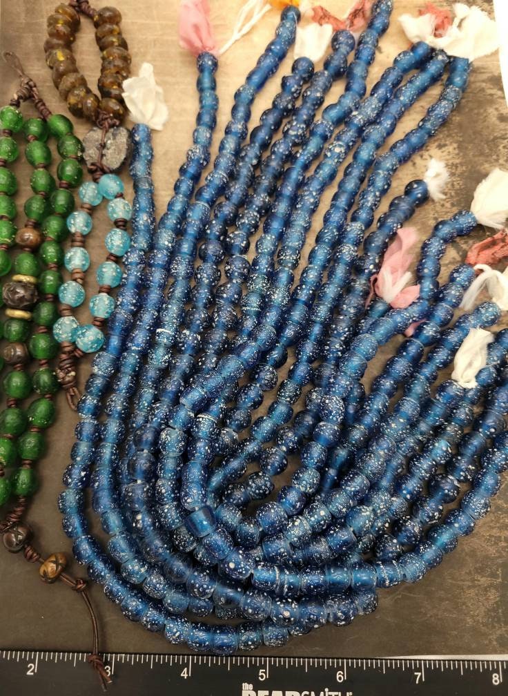 Indonesian Glass Beads / Rustic Shape / 15 "Inch Strand / 8mm- 10mm/Jewelry Supplies/ Variety of Colors/44-46 Beads.