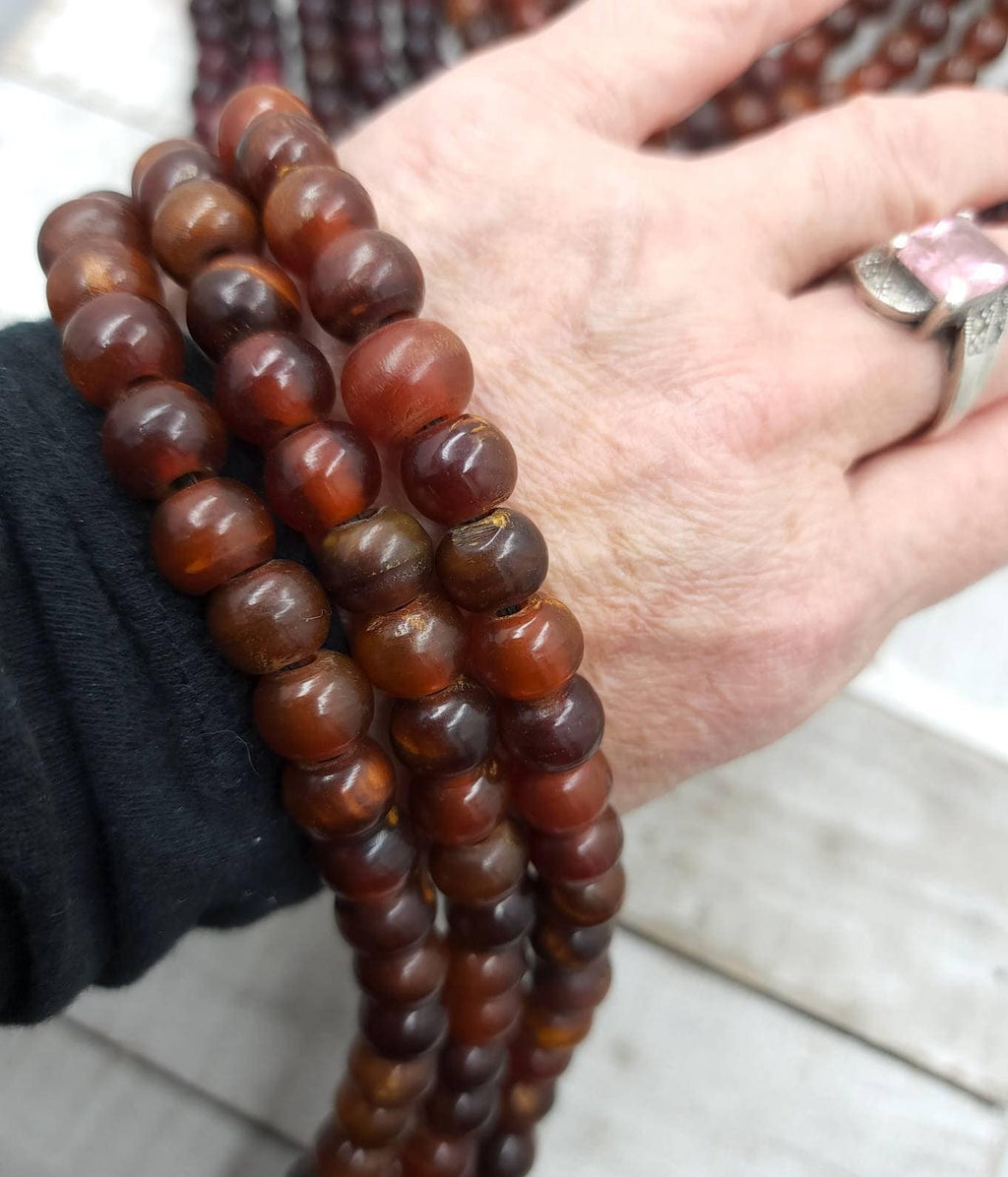 Natural Horn Beads Strand 10" Inches 10mm (32) Option To Choose Red Or Orange Horn / Native / Boho / Ethnic / Jewelry Supplies.