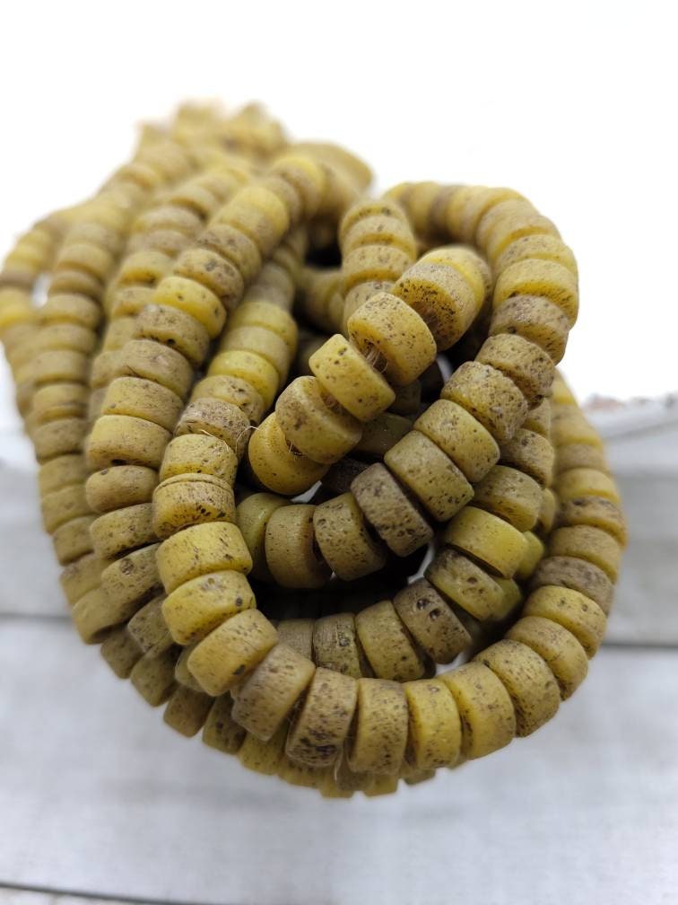 Beautiful Beads With Antique Rustic Handmade Artisan Thailand/ 8mm 10"Long Strand/Indonesia/Java/Boho/Tribal/Jewelry Supplies.