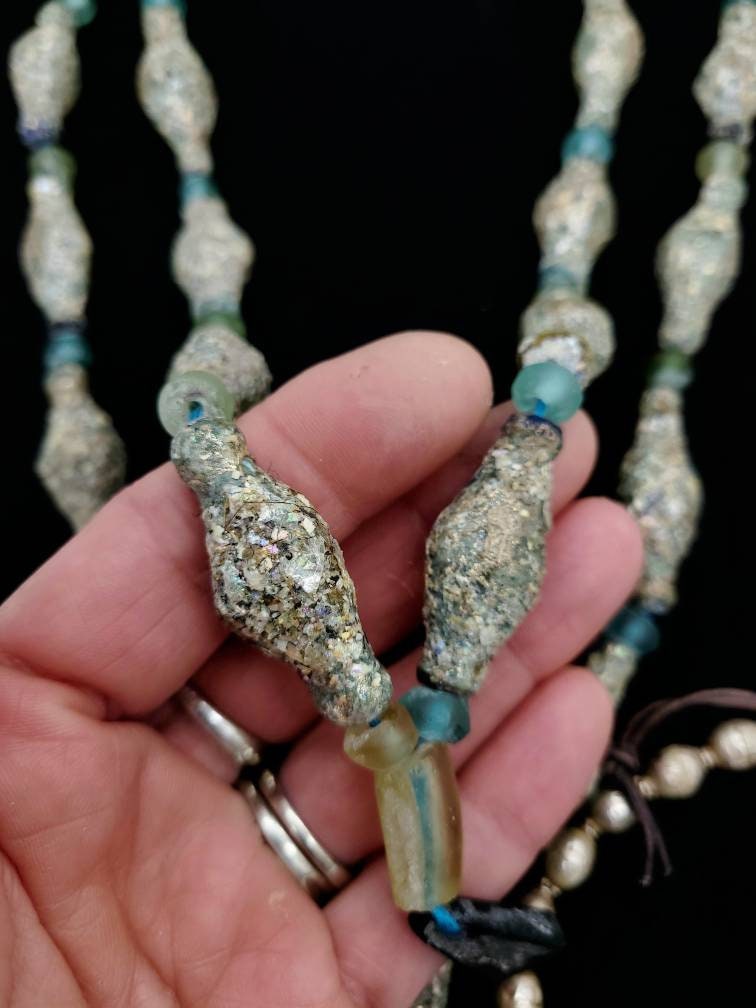 Very Old Roman Glass / Price For a Single Piece /Discovered By Excavation In The Sahara / Jewelry Supplies / Hard to find.
