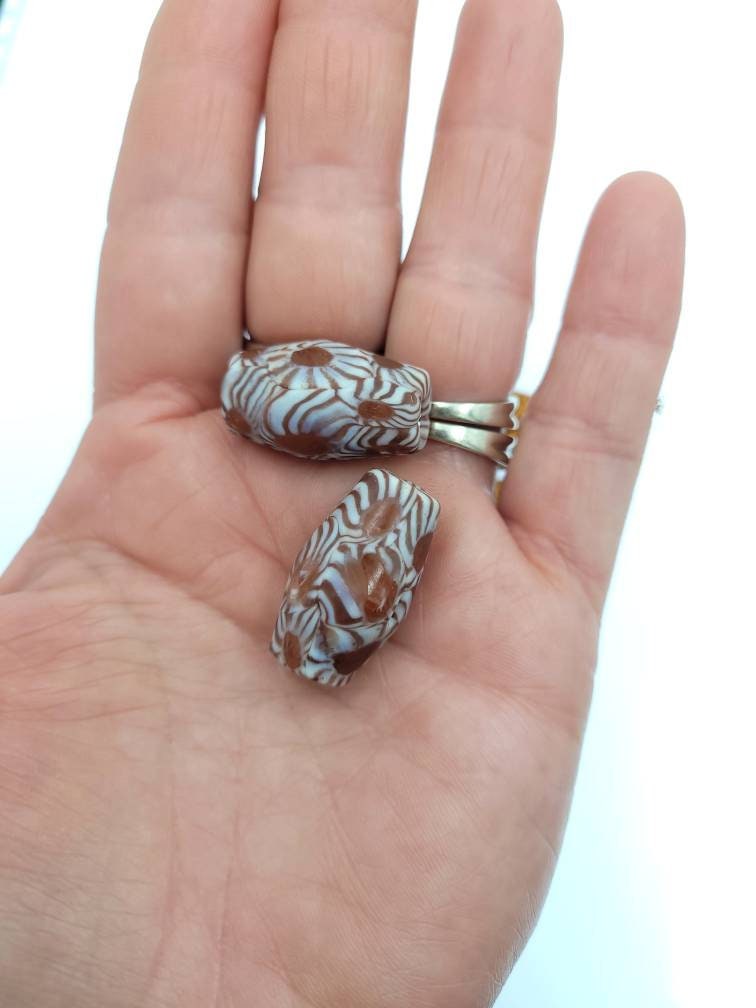Beautiful And Ancient Indonesian Beads Millefiore From East Java /Jewelry Supplies / Old Stock Hard To Find.