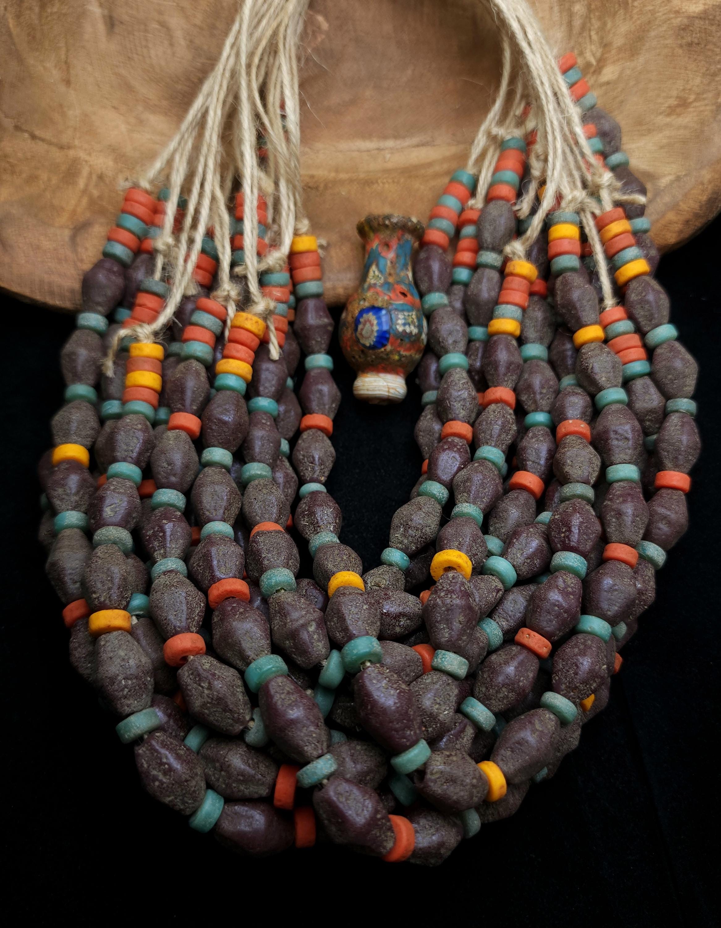 Full Strand 13-14" Bicone Glass Beads 15-17mm, Rustic Indonesian Beads, Jewelry Making Supplies, Craft.