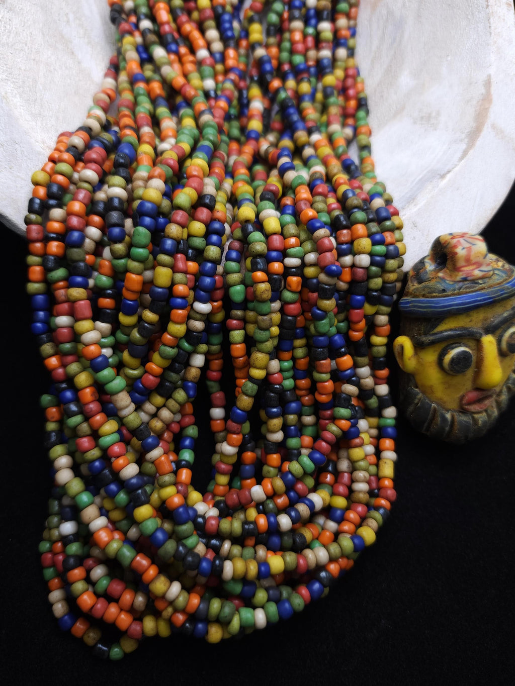 Full Strand Over 40" [More Than 300 Beads] From Java Indonesian, Rustic Opaque Glass Beads 2-4x4mm, Jewelry Making Supplies, Craft.