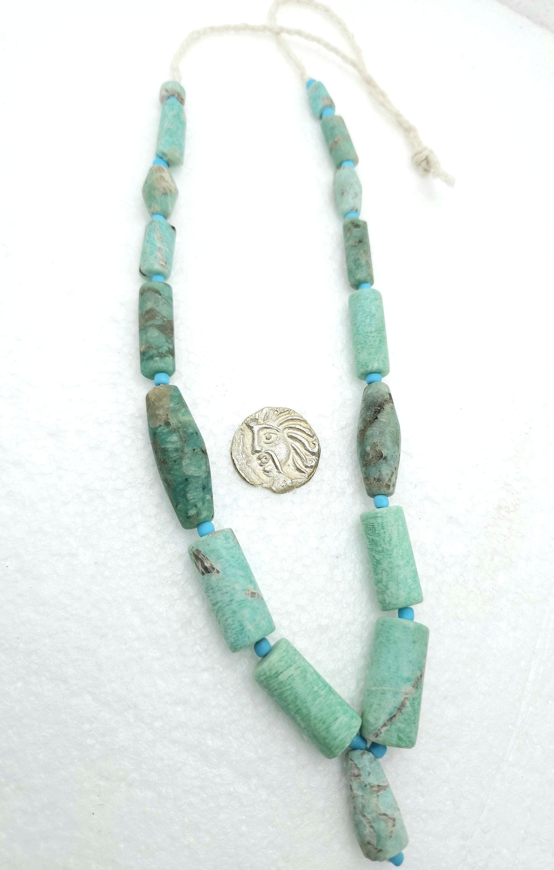 Vintage Amazonite Afghani Beads, Beads Excavated From Afghanistan, Genuine Amazonite Rough Cut, Jewelry Making Beads, Strand 16-17" 7-39mm