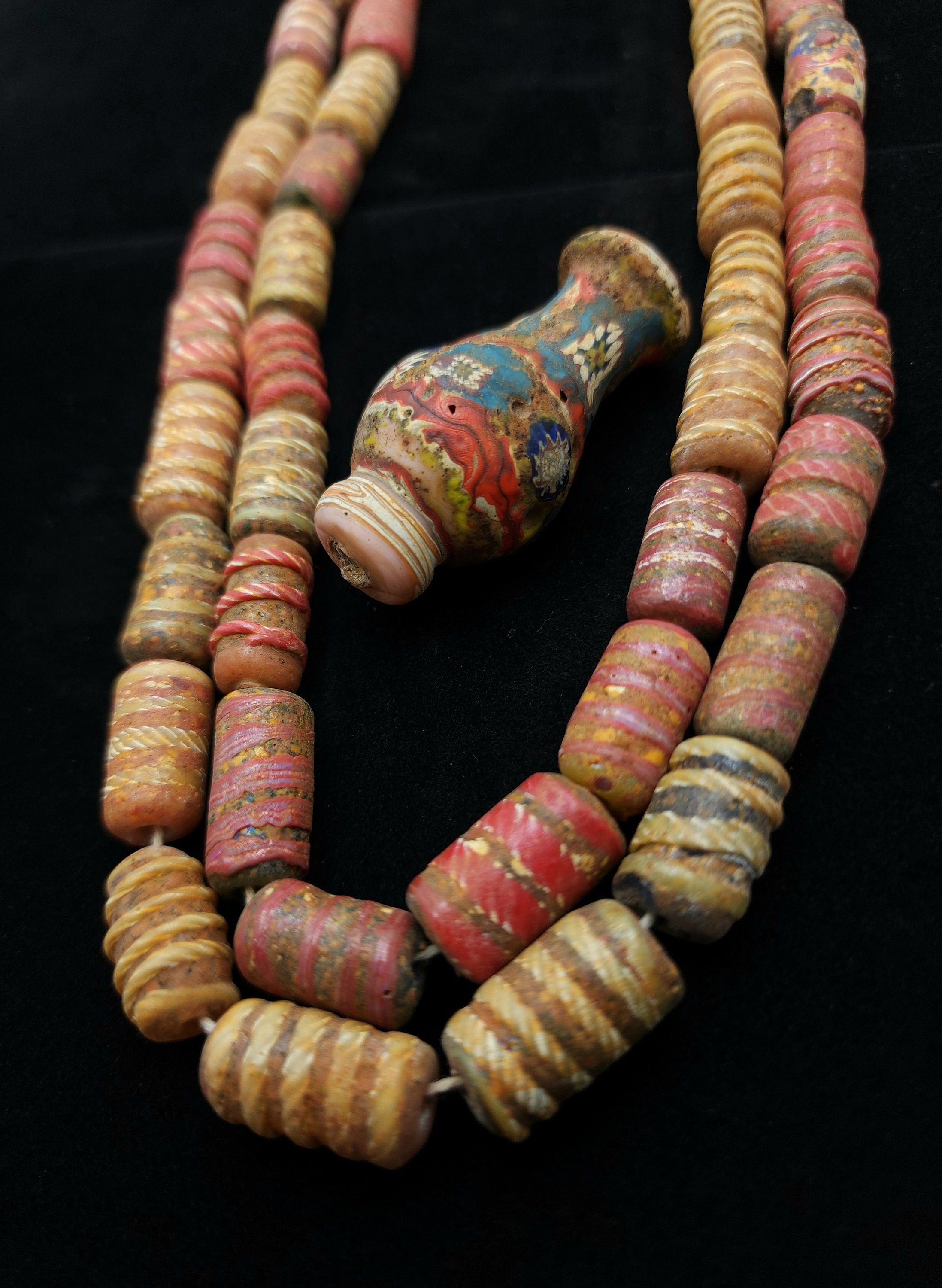 Vintage Glass Beads From The 90's Rustic Beads From Thailand Lot of 4 Beads / Indonesian Lampwork Beads / Jewelry Supplies.