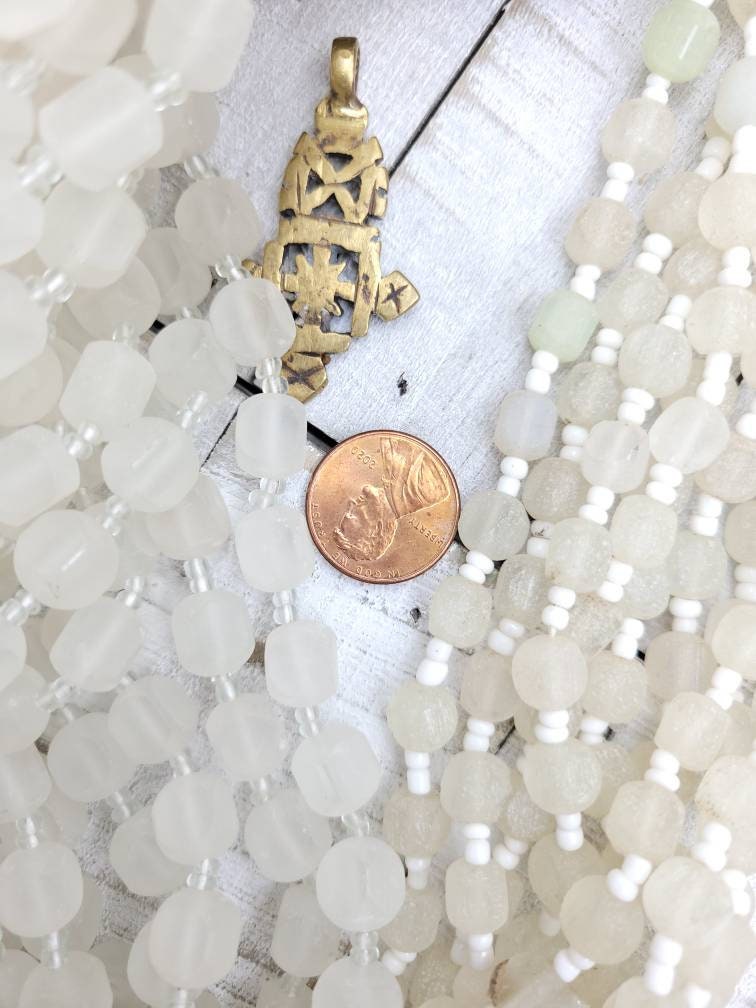 Vintage Glass Beads From Afghanistan / Choose Bead Size 8mm or 10mm Strand 17" / Jewelry Making Supplies.