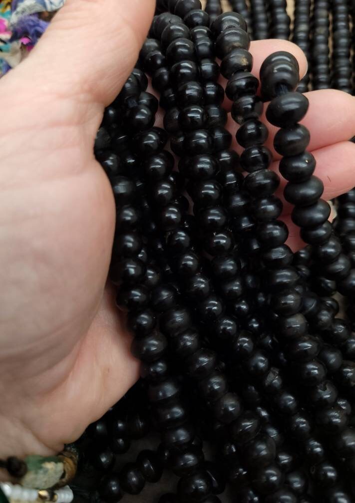 Handmade Horn Bone Beads 6x8-8x10 mm/10 Inch Strand 34-40 Beads / Tribal Ethnic Navajo Beads / Jewelry Supplies.