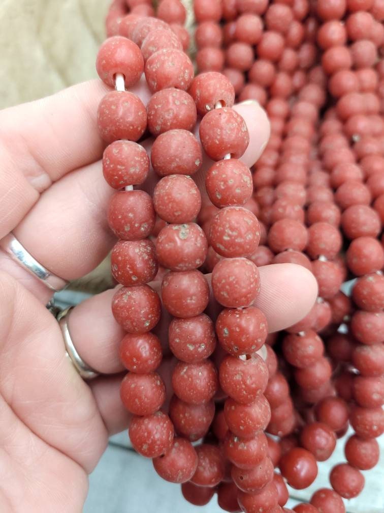 Beautiful Glass Beads With Rustic Accent Made By Artisan Hands From Thailand Strand With 20 Beads 10-11mm /Lampwork Beads/ Indonesian Beads.