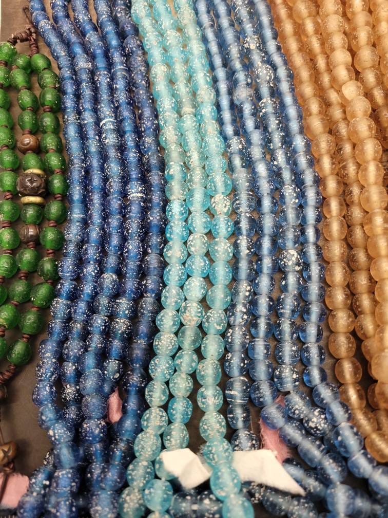 Indonesian Glass Beads / Rustic Shape / 15 "Inch Strand / 8mm- 10mm/Jewelry Supplies/ Variety of Colors/44-46 Beads.
