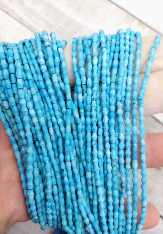 Heishi Natural Genuine Turquesa Bicone Beads 4mm x 3mm Strand 14-15"  100 + Beads / Afghani Beads / Jewelry Making Supplies.