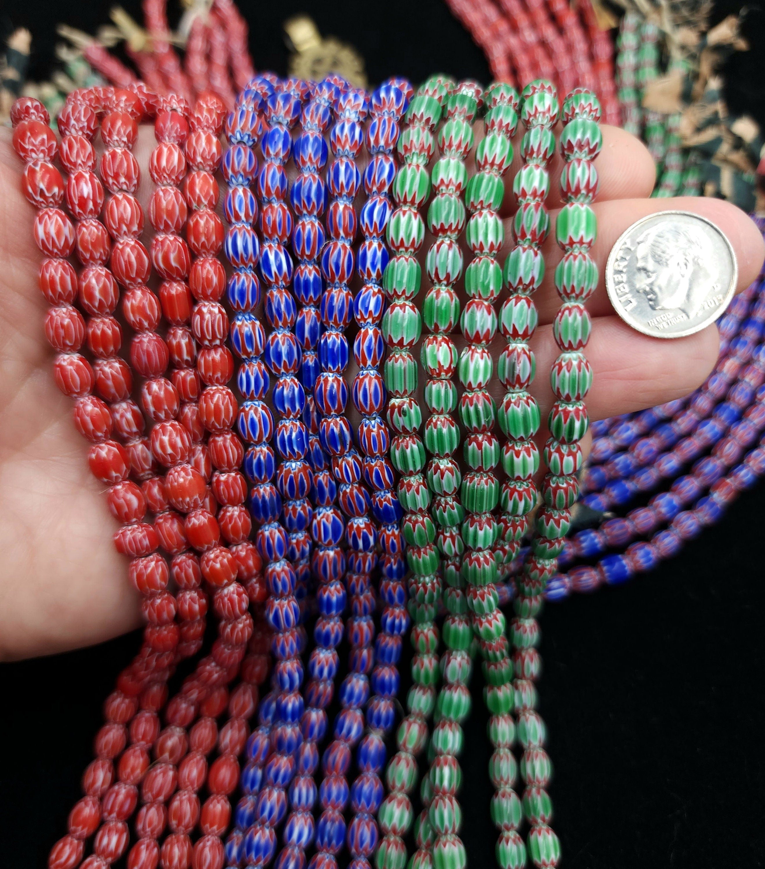 Small Multi-Layer Chevron Beads Choose Red, Blue Or Green Strand 10" 5-7 x 5-6mm 38-40 Beads / Jewelry Making Supplies.