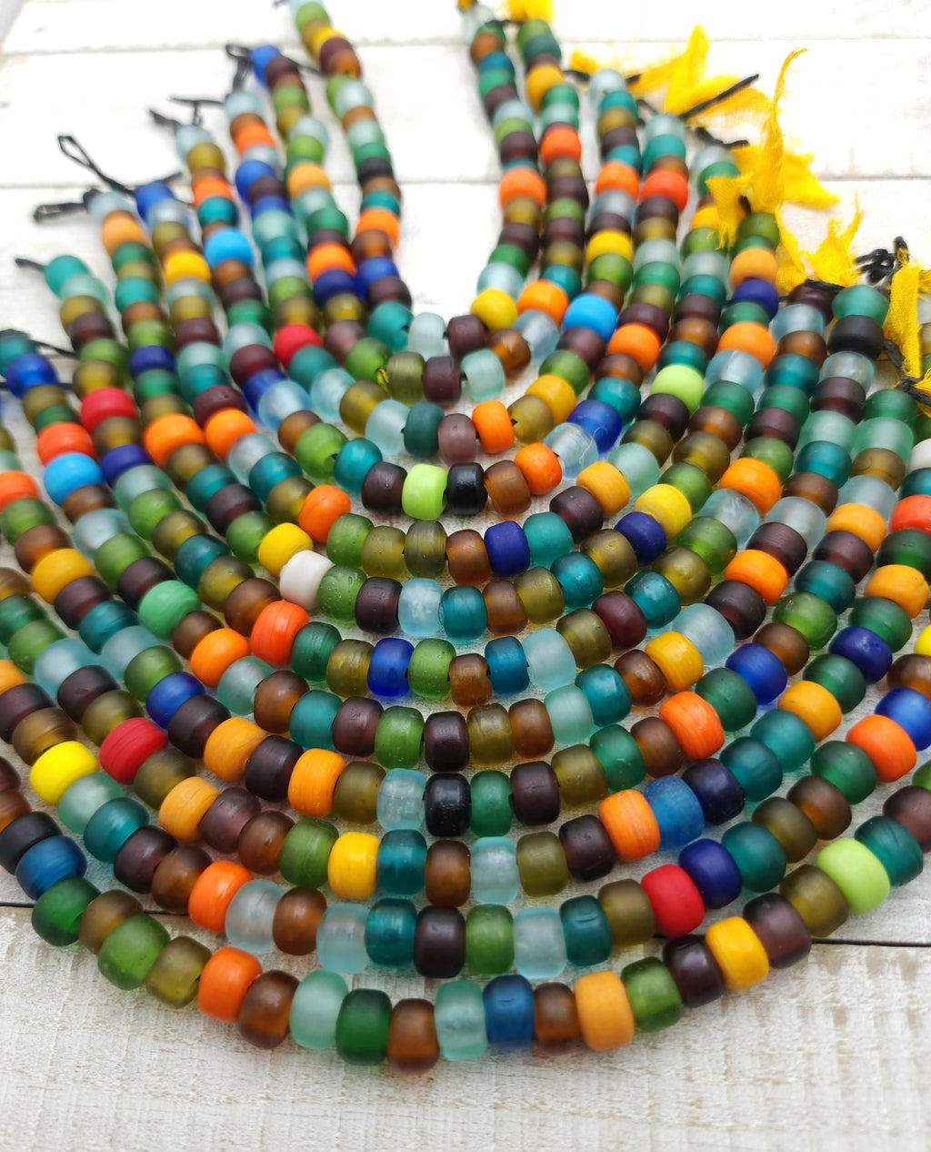 Multicolor Opaque Glass Beads, Pony Beads, Crow Beads, Strand With 35 Beads 9x6, Jewelry Making Supplies, Craft.