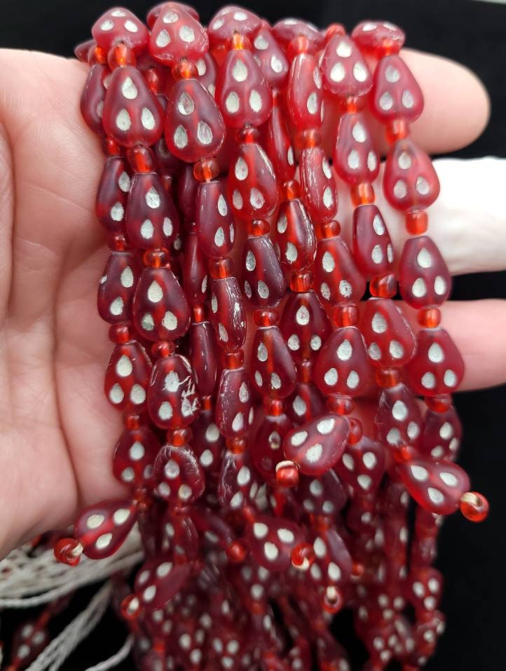 Vintage Glass Beads From Afghanistan Strand 17" 10-11mm / Jewelry Supplies / Egyptian Style Beads / Opaque Glass Beads