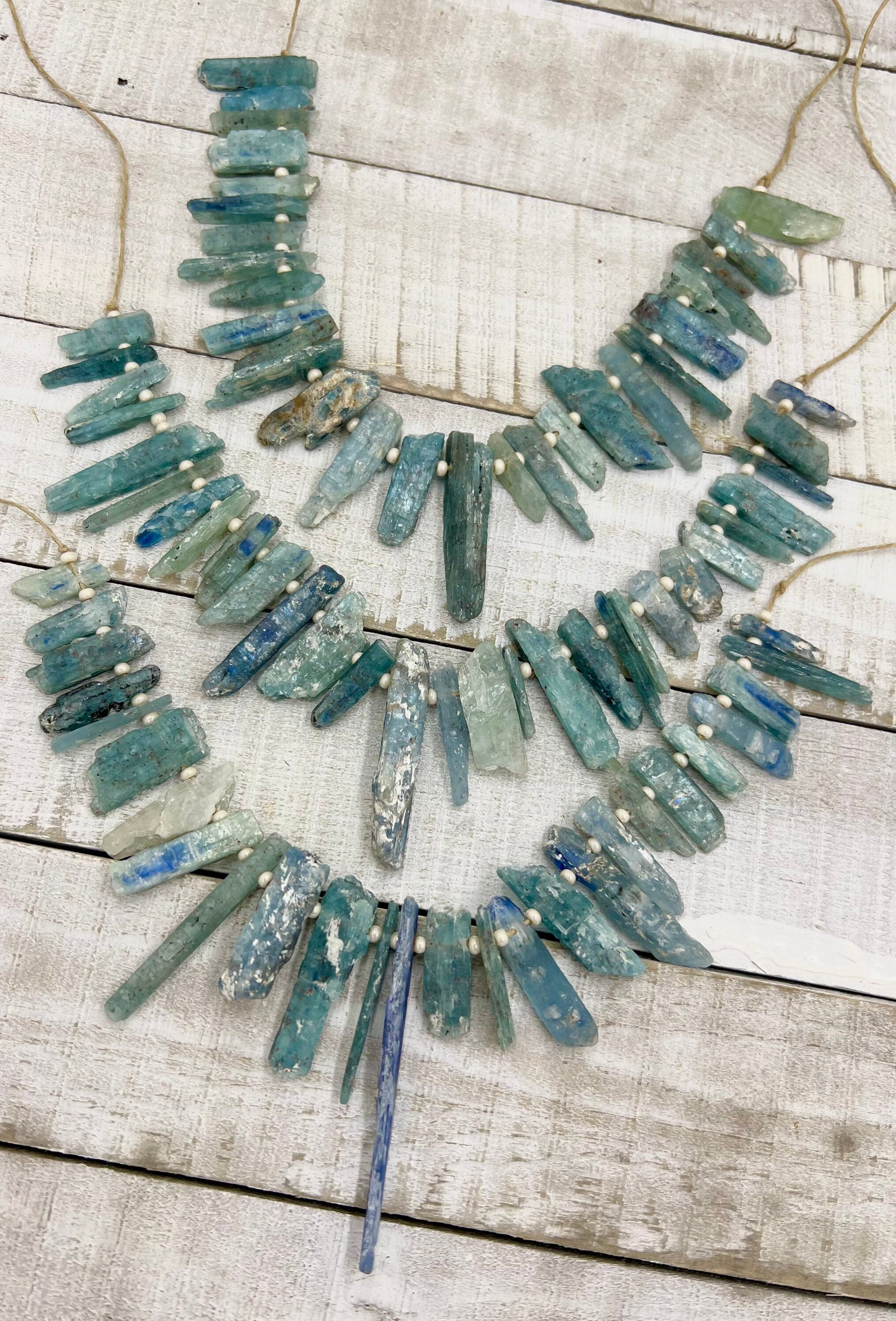Beautiful Kyanite Rough Stones Sticks 13-34mm x 6-14mm/Strands Length 8”/Jewelry Supplies