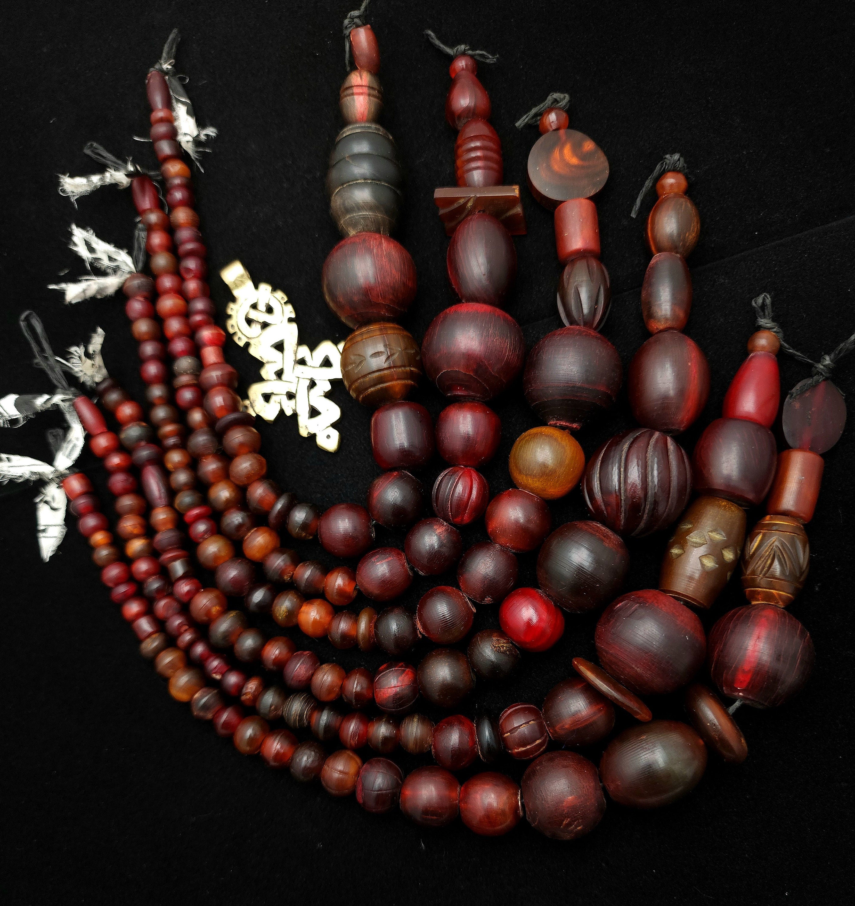 Red And Orange Bone Beads, Strand 12" Inches 8-30mm×8-28mm, Hand Carved, Ethnic, Tribal Bone, African Bone Beads, Jewelry Making Supplies.