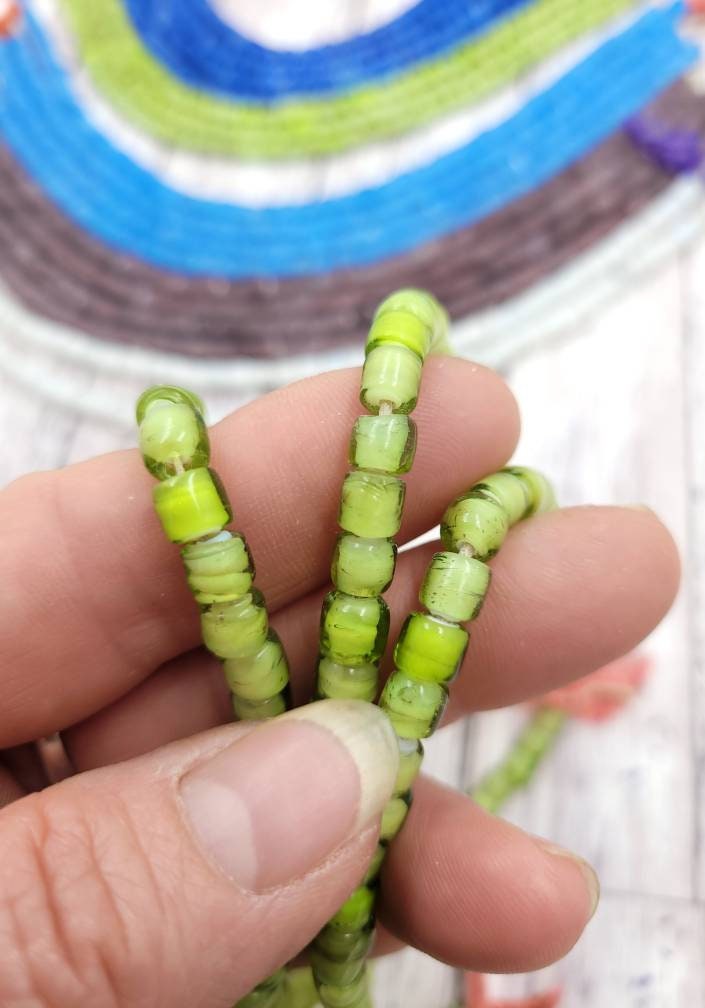 Beautiful Handmade White Heart Glass Beads Strand 10 "Long 5-6mmx6mm Choose Color Option / Jewelry Supplies/ Venetians 80's/ Lampwork.
