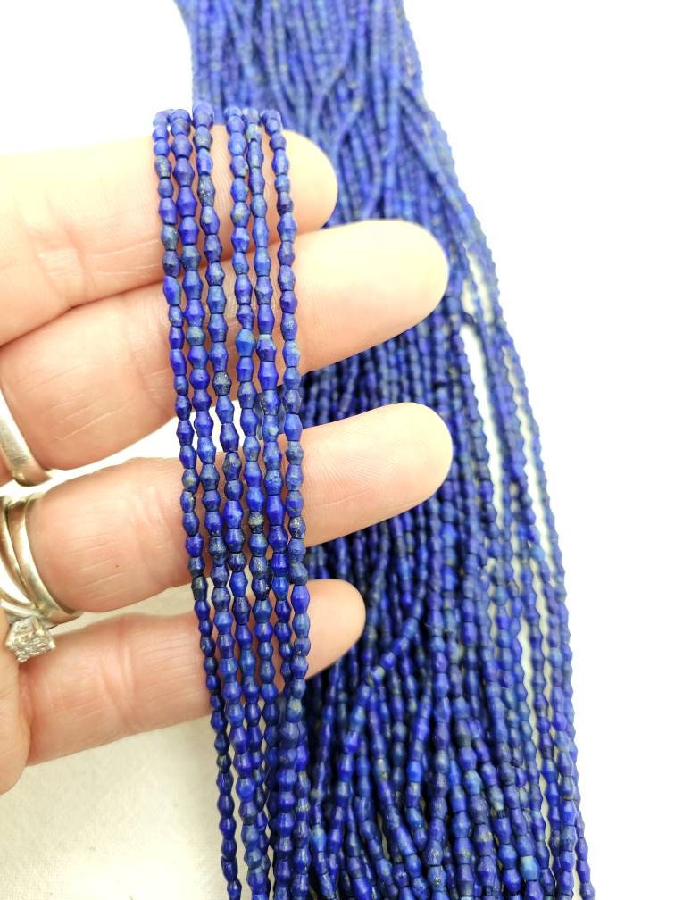 Natural Heishi Faceted Genuine Lapis lazuli  Beads  3-4mm 15"+Long Strand / 4-5mm 15"+ Long Strand/Jewelry Supplies.