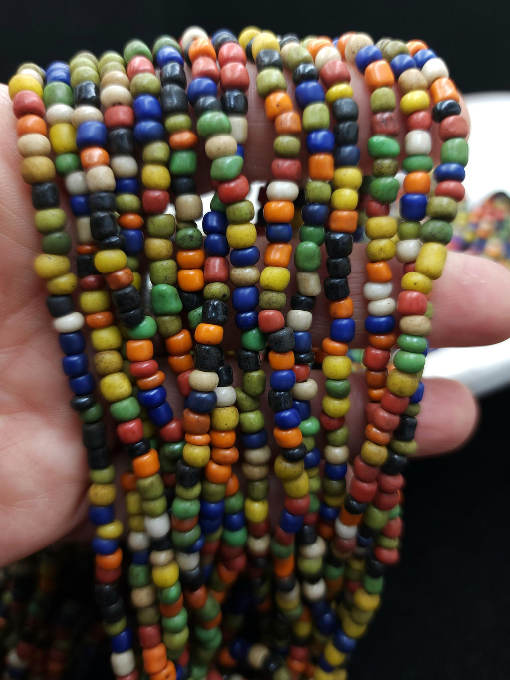 Full Strand Over 40" [More Than 300 Beads] From Java Indonesian, Rustic Opaque Glass Beads 2-4x4mm, Jewelry Making Supplies, Craft.
