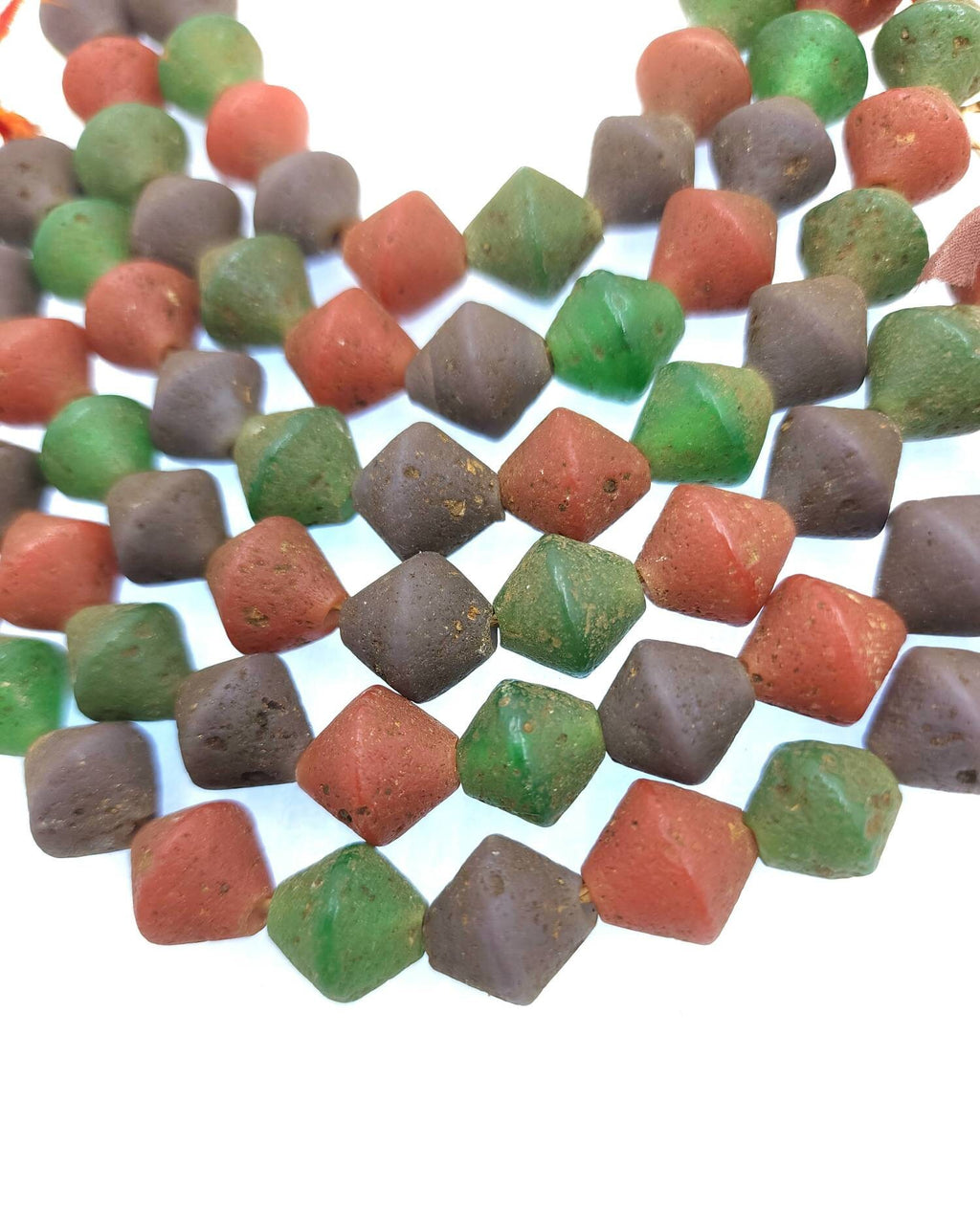 Old Rustic Glass Beads From Java Indonesia Strand 12 Beads13-15mm x 14mm / Vintage / Tribal / Ethnic / Jewelry Making Supplies
