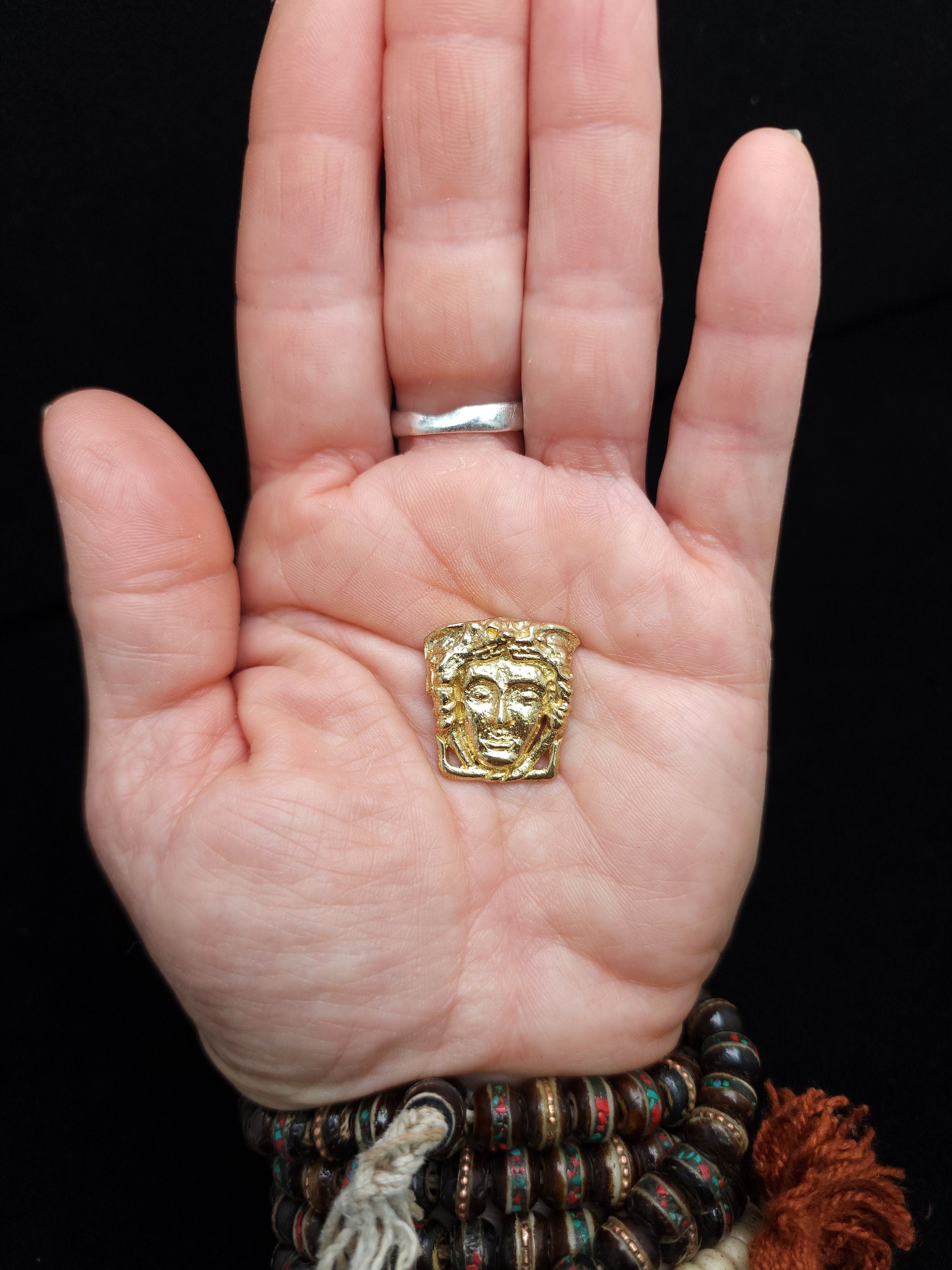 Raw Brass Medusa OR Fine Silver Medusa .99 Pendant, Mythological Face, Jewelry Supplies