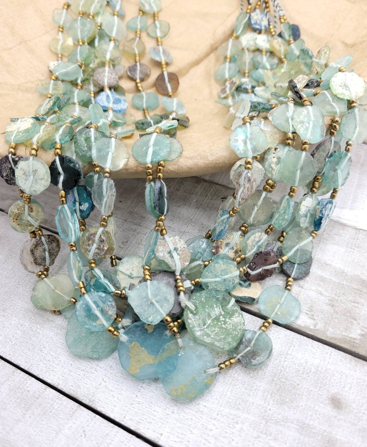 Beautiful Very Exclusive Authentic Roman Glass Necklace 9-12m Strong Patina/2,000 Years Old/Ancient Rome Glass/Fine Relics/Jewelry Supplies.