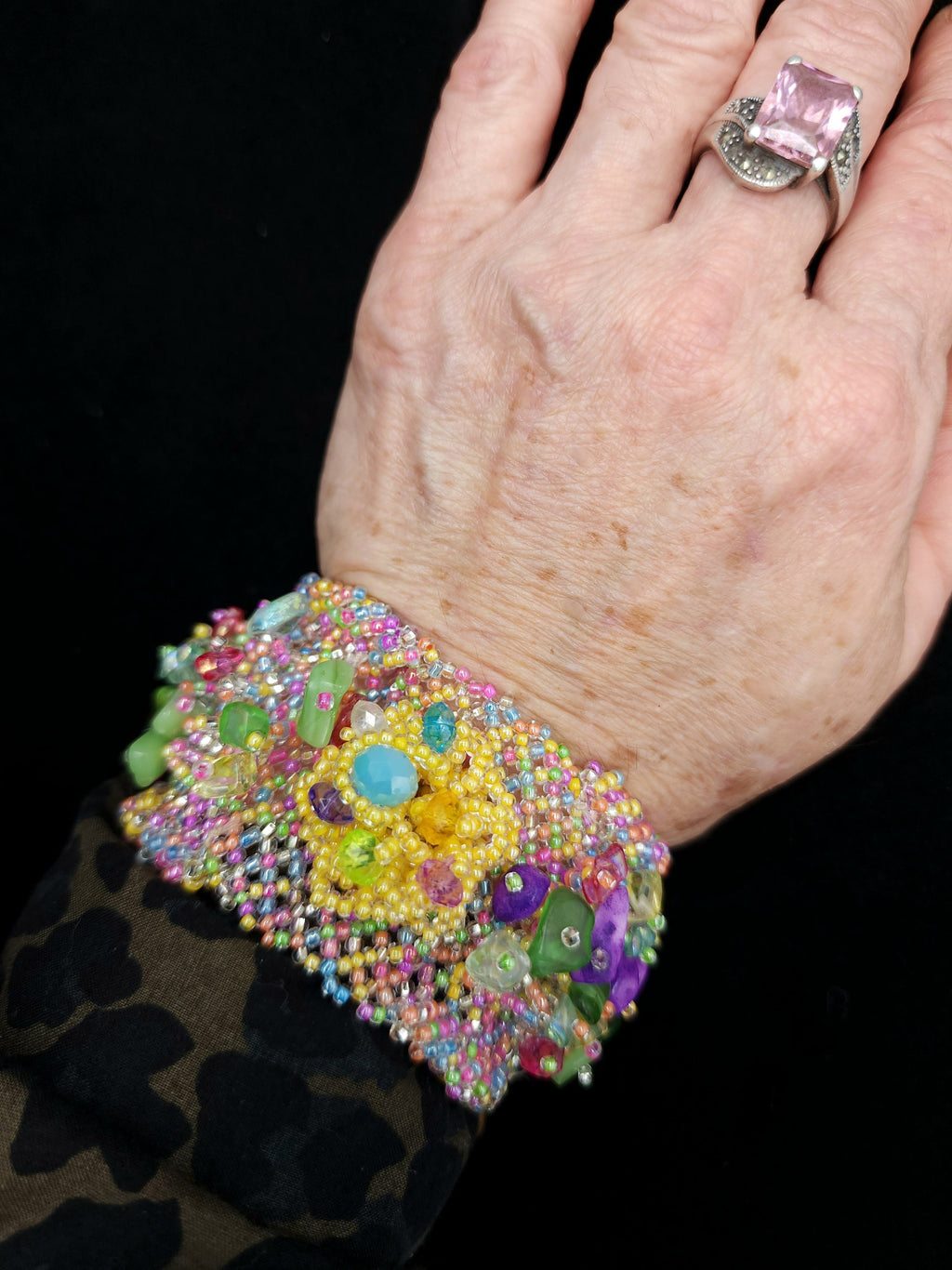 Handmade Bracelet with seeds and natural stone beads / Colorful Handmade Bracelet / Mexican Bracelet