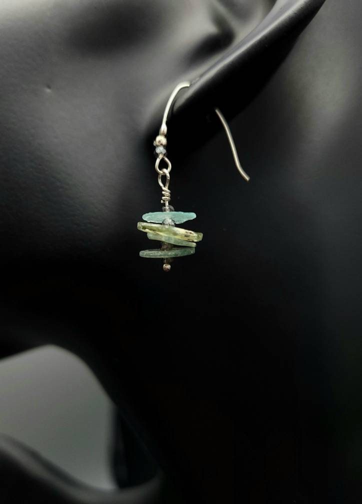 Antique Roman glass earrings 925 silver