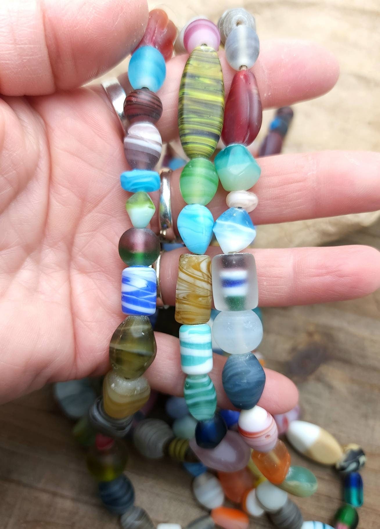Opaque Glass Beads Strand 15-16" Inches 8-23mm / Sea Glass Beads / Fun Color Beads / Jewelry Making Supplies.