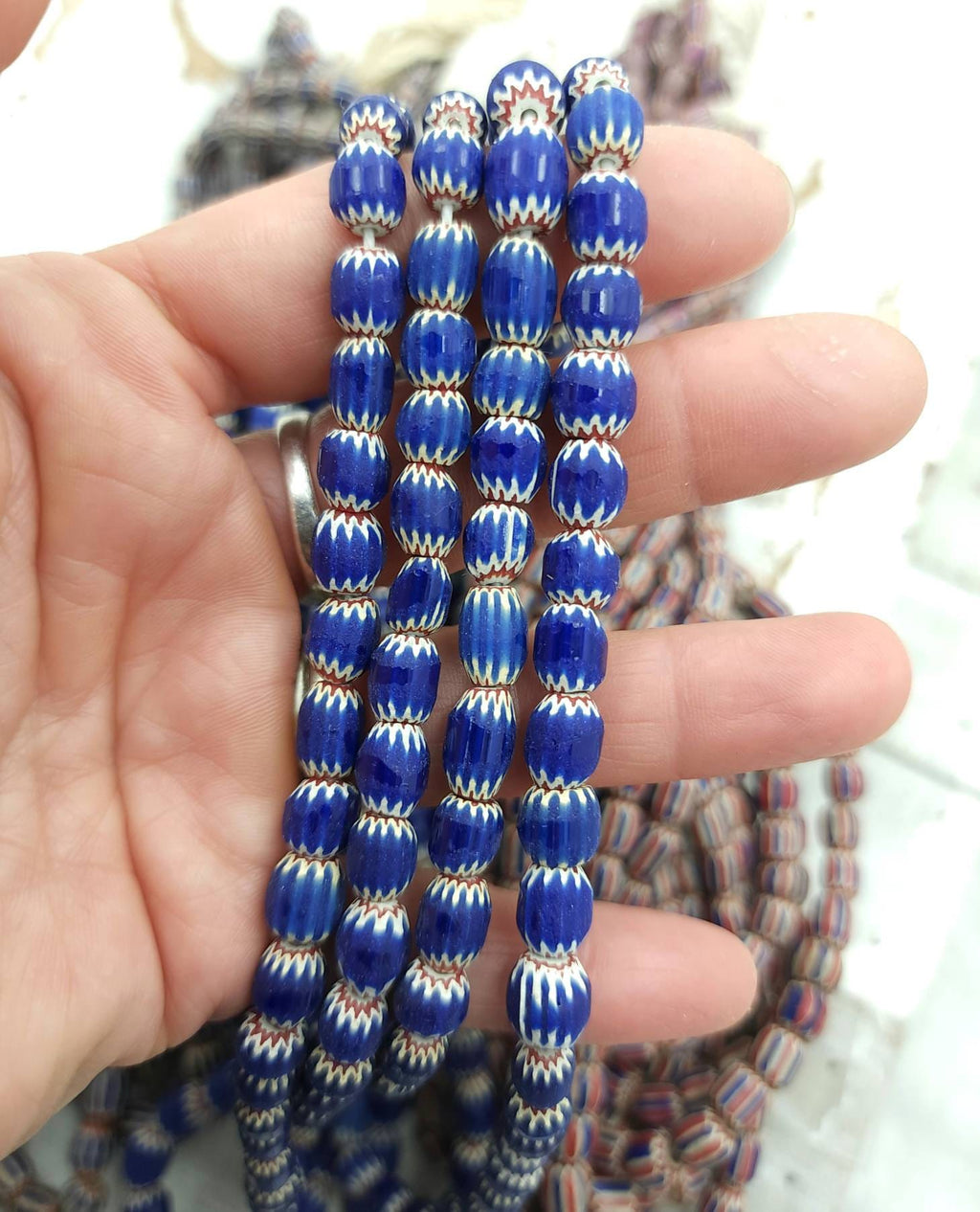 Multilayer Chevron Beads From Java Indonesia /7-9mm x 7-8mm Choose Full Strand 21" Inches 62-64 Or Half Strand / Vintage / Jewelry Supplies
