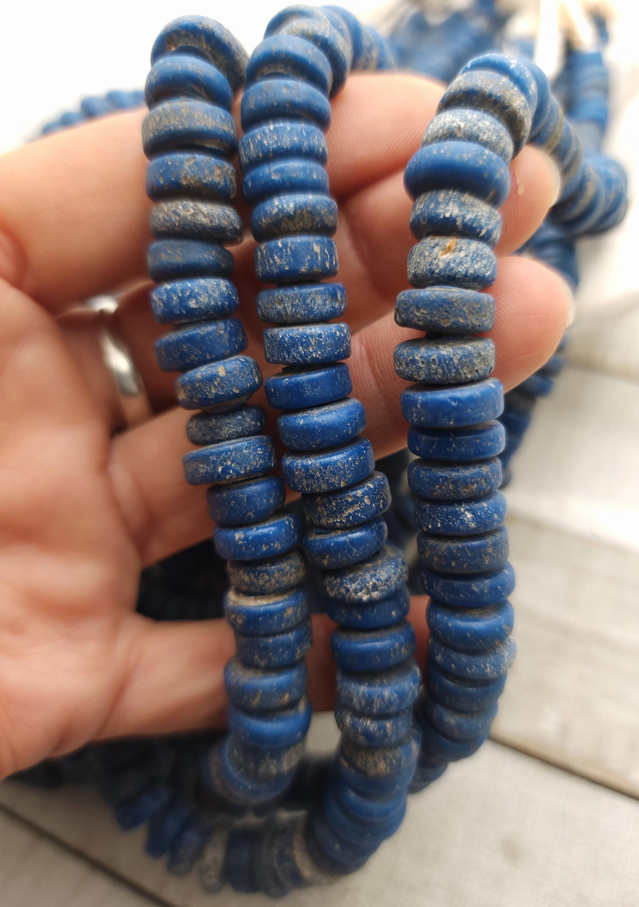 Java Glass Beads With Rustic Accent Option to choose 9-10mm or 10-12mm Strand 10" Long / Indonesian / Thailand / Jewelry Supplies.