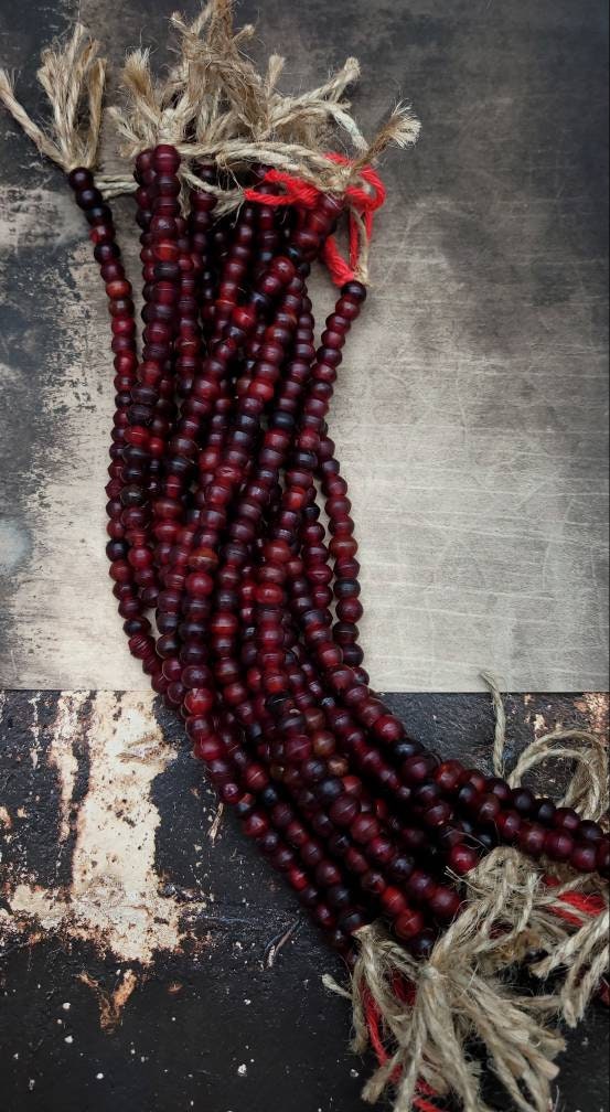 Round Horn Beads Red Horn / Horn Spacer Bead /Strands 10" / Tribal / Ethnic / Vintage Horn Beads / Jewelry Supplies.
