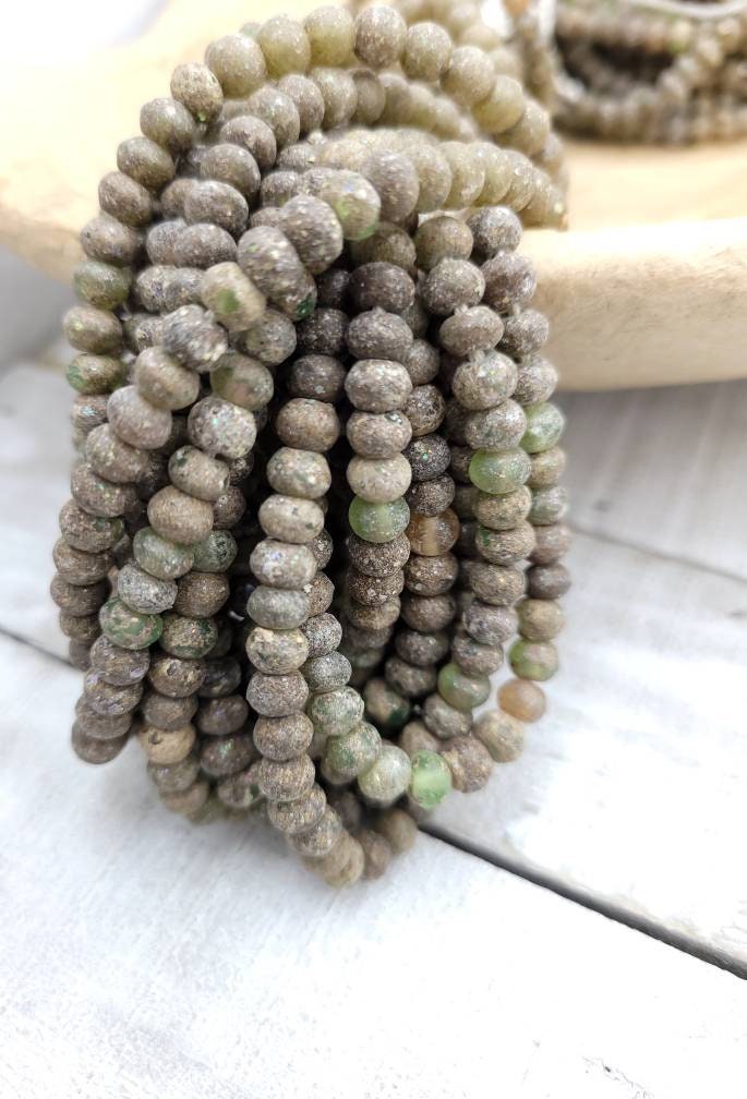 Wow So Beautiful Ancient Roman Glass Strand 6 "Inch Long Choice 6x4mm or 8x6mm / Jewelry Supplies.