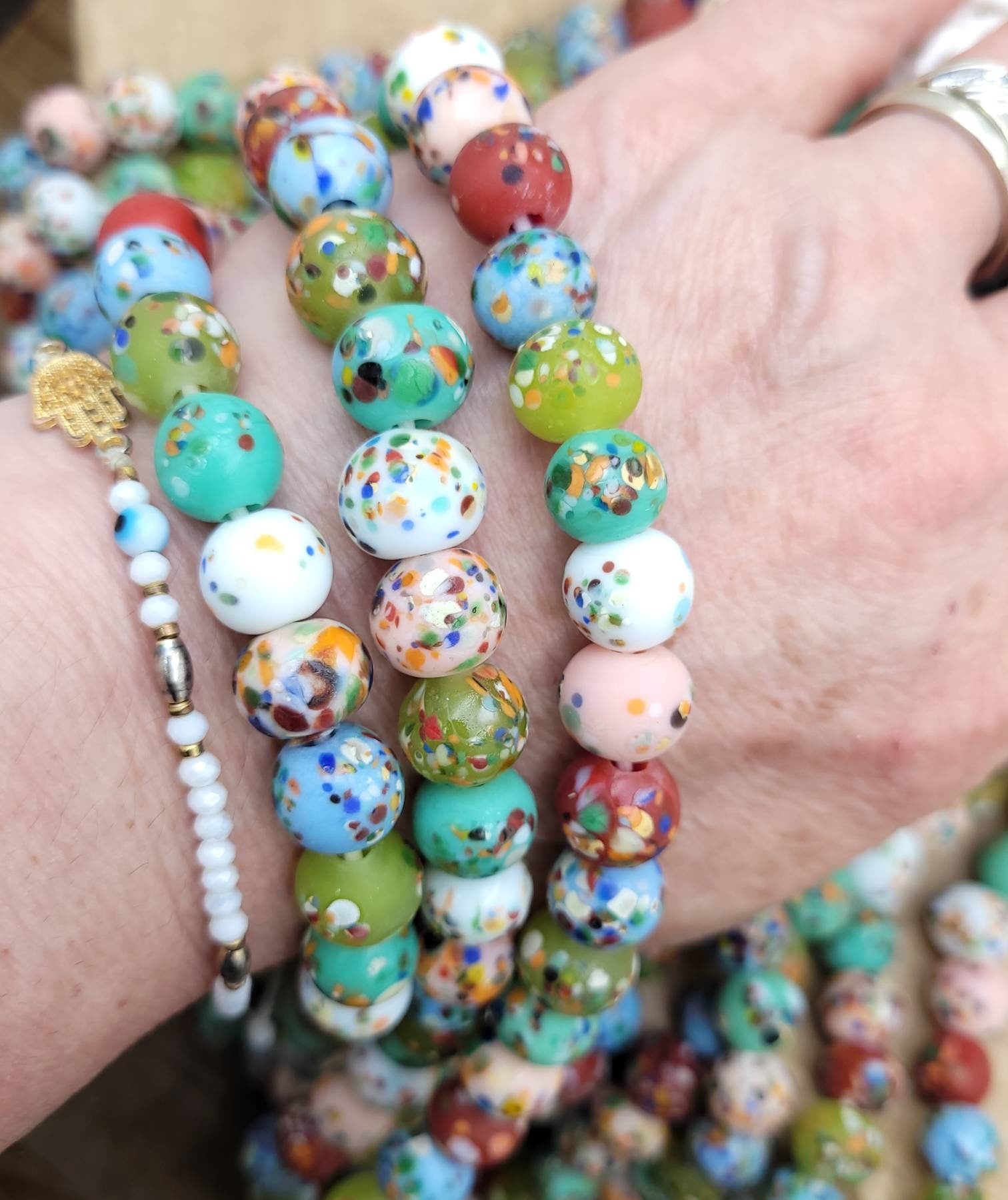 Beautiful Colorful Glass Beads / Indonesian Beads / Fun Beads / Strand 20 Beads 9-11mm / Java / Jewelry Making Supplies / Choose Colors.