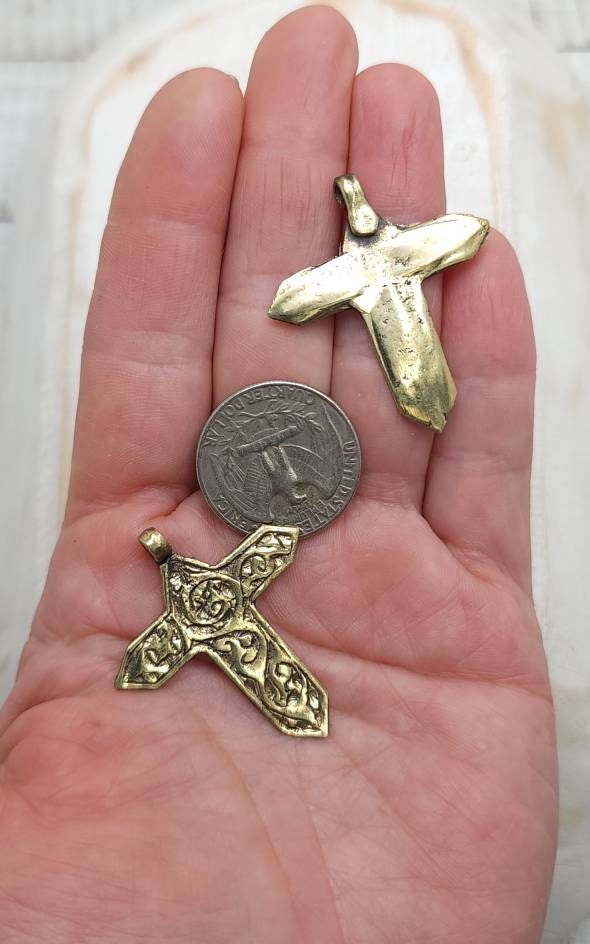 Vintage Religious Pendants made by Artisan Hands from Afghanistan Option to Choose Large Cross 39-40 x 34mm or Small 32 x 23mm / Vintage