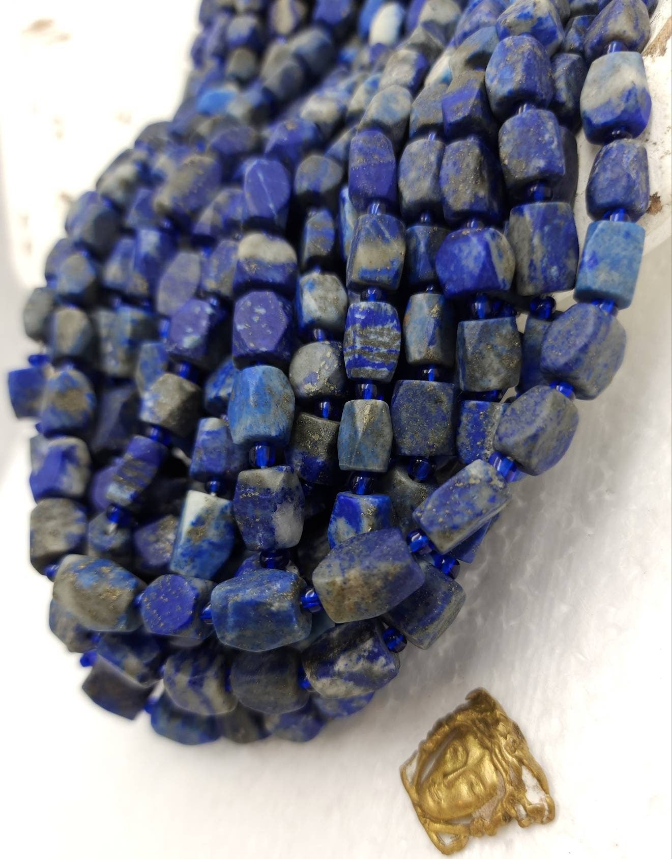 Lapislázuli facetado afgano Genuino Cuentas de Piedra Natural Full Strand 15" 7-12×6-9mm / Suministros para Joyería / Lapislázuli