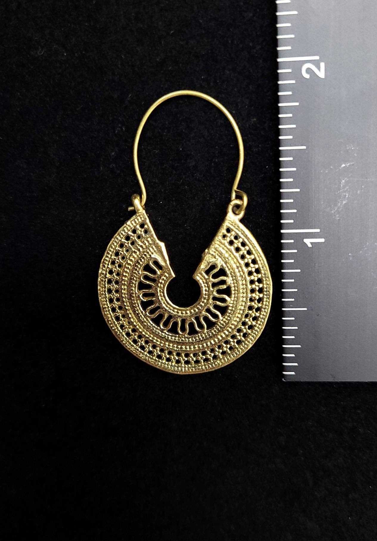 Beautiful Solid Brass Gold Earrings / Elegant Earrings / Entirely Handmade Jewelry.