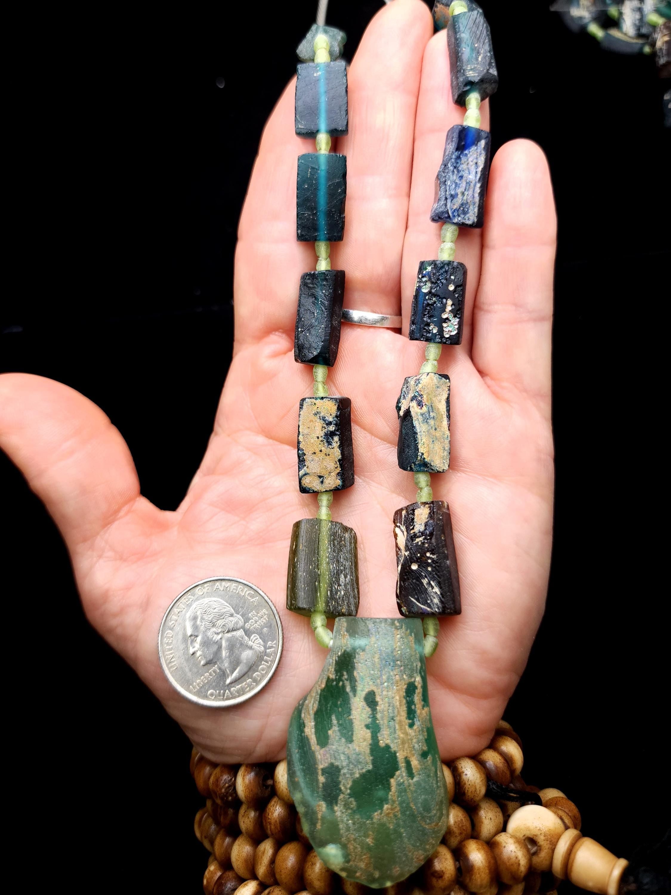 Ancient Roman Glass Hard To Find, Authentic Roman Glass  Approximately 2,000 Years Old, Necklace Very Old Glass Shards, Jewelry Supplies.