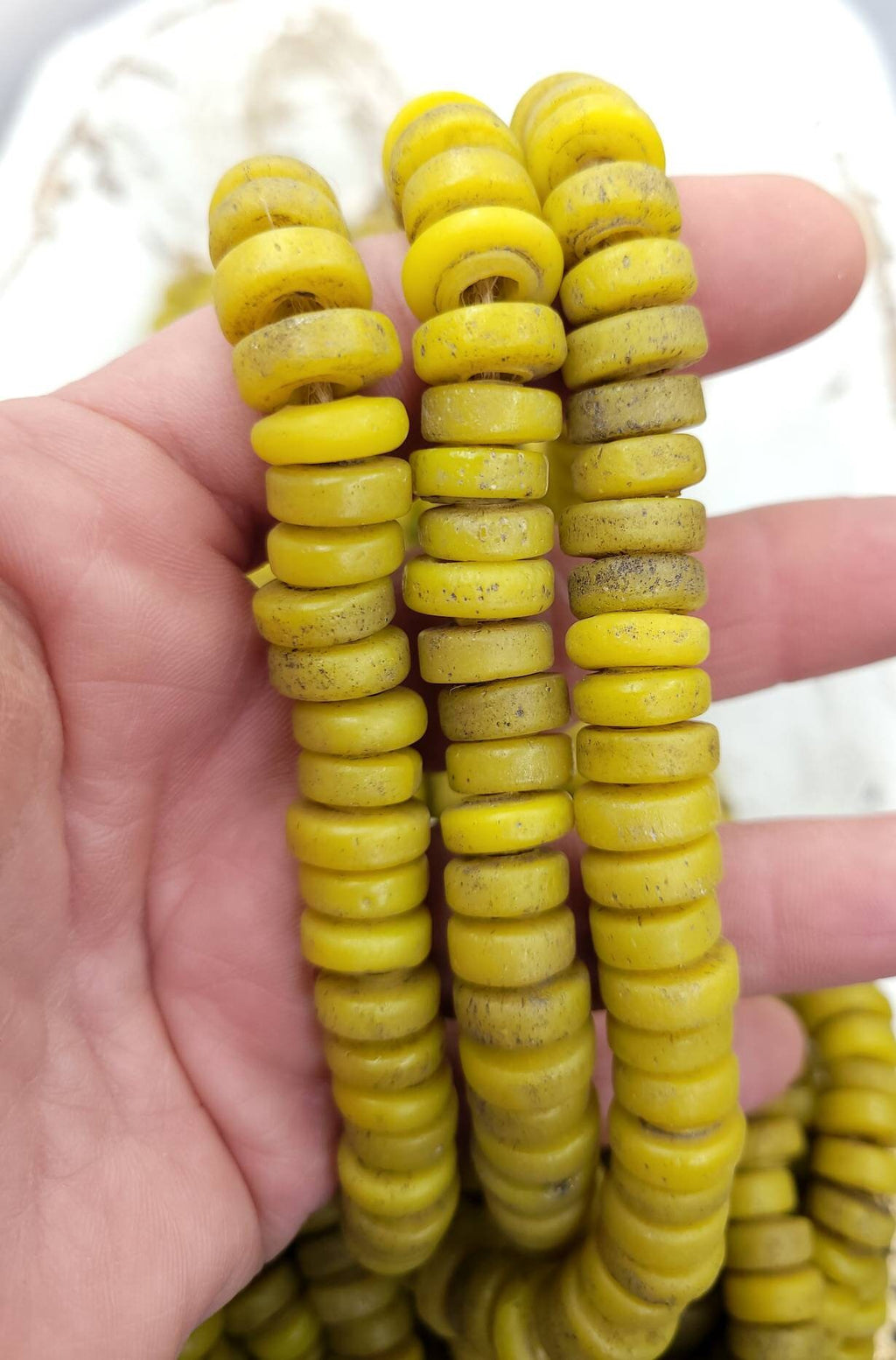 Glass Beads With Rustic Accent / Choose 9-10mm Or 11-12mm Strand 10" Long / Indonesian / Java / Thailand / Jewelry Making Supplies / Craft.