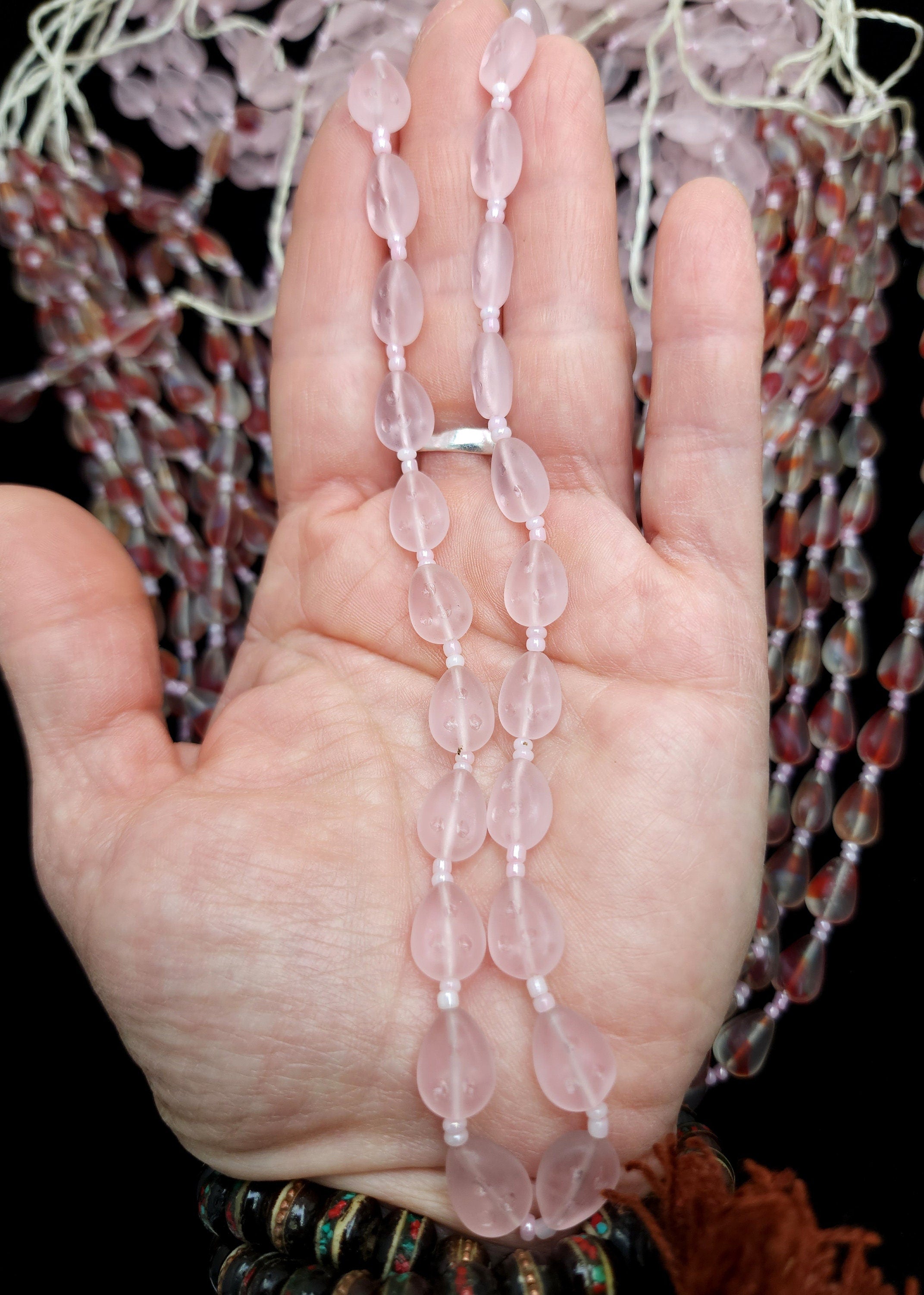 Glass Beads From AfghanistanStrand 17" 10-11mm / Jewelry Supplies / Egyptian Style Beads / Opaque Glass Beads / Jewelry Supplies.