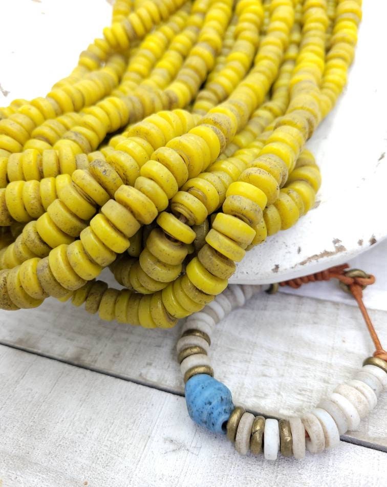 Glass Beads With Rustic Accent / Choose 9-10mm Or 11-12mm Strand 10" Long / Indonesian / Java / Thailand / Jewelry Making Supplies / Craft.